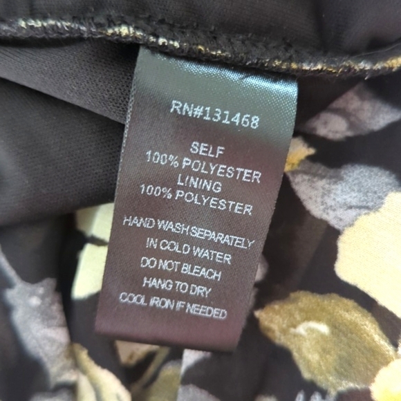 FATE Dark Floral Ruched Bodycon Mini Dress Ruffle Mock Neck Rear Zipper S - Picture 12 of 13